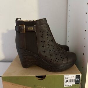 Jambu Dark Brown Perforated Wedge Booties